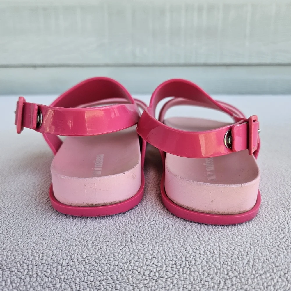 Mini Melissa Panama Slingback Buckle Sandal Girl SZ 1 Pink Ombre Rainbow